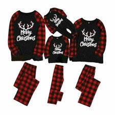 Family Matching Christmas Pyjamas Sleepwear Xmas Adult Kids Pajamas PJs Sets