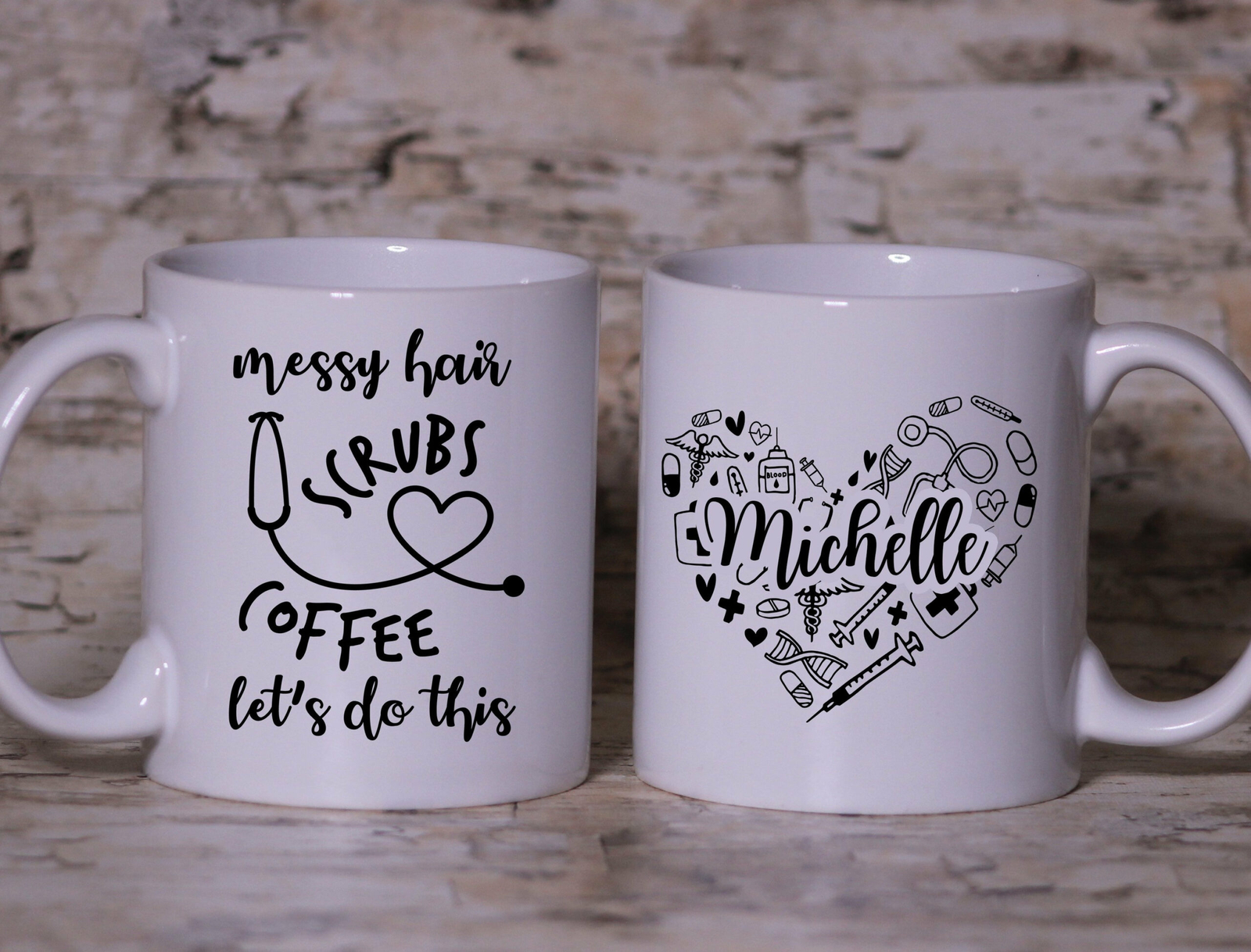 Nurse Mug Nurse Gift Messy Hair Scrubs Coffee Personalized Nurse Mug Gift For