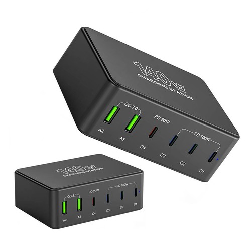 140W 6Ports USB Charger QC3.0/PD3.0/PPS/SCP/AFC 100W PD Fast Charging Station - 第 8/21 張圖片
