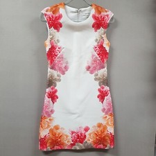 Calvin Klein Dress Women's sz 4 Grayish White Floral Sheath Scuba Office Wedding