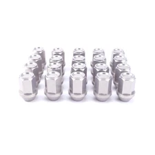 20pcs Lug Nuts 12x1.5 Car Wheel Lock Nut Caps Wheel Rims Extended Tuner Silver