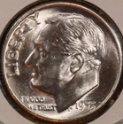 1955 P Roosevelt Dime  CH BU  LUSTER! 90% Silver US Coin  OBW ROLL