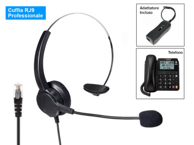 Cuffia Monoaurale RJ9 Microfono Auricolare Professionale Per Telefono Fisso  IP | eBay
