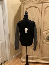 NWT Zara Faux Suede Combined Bomber Jacket In Black/Gray Size M