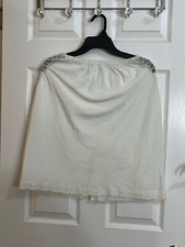 Vintage Barbizon Ivory Half Slip Medium Lace Trim Side Slit 21" USA Made