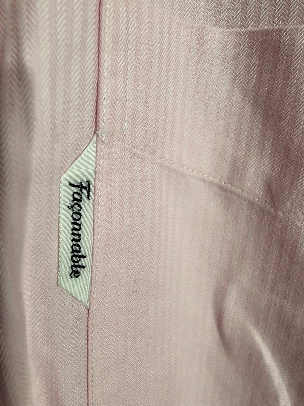 Faconnable Mens Pink Striped Long Sleeve Shirt With Pocket Perfect Condition 16R