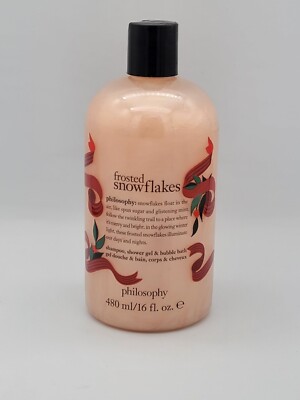 Philosophy FROSTED SNOWFLAKES 3in1 Shampoo Shower Gel Bubble Bath 16oz. QTY:1