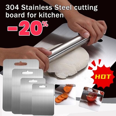 Stainless Steel Cutting Board Double-Sided Chopping Boards for Kitchen Camping