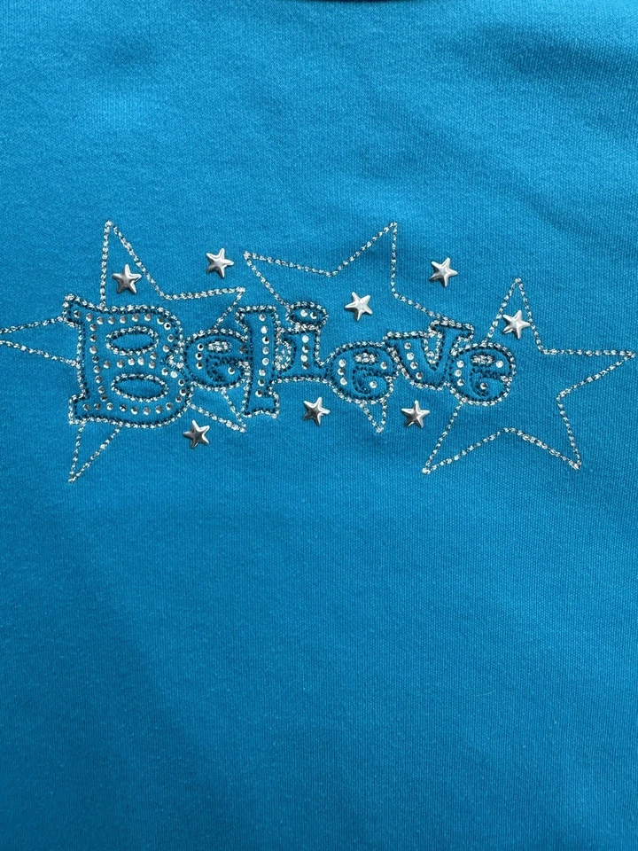 Camiseta manga longa vintage anos 90 M&C Sportswear L feminina enfeitada Grandma Core Y2K - Imagem 2 de 4