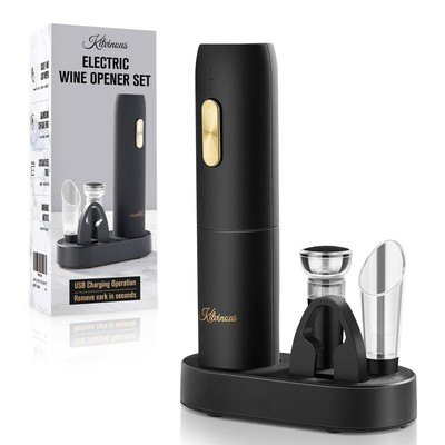 Electric Wine Opener Set with Charging Base, Reusable Automatic Wine Bottle O...