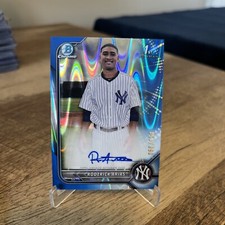 2022 Bowman Chrome Roderick Arias Blue Ray Wave Auto /150 CPA-RA Yankees