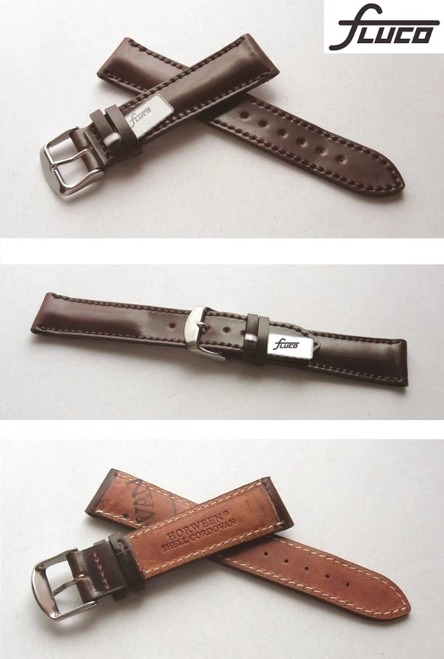 HORWEEN Shell Cordovan Pferdelederuhrband FLUCO Oxblood Dunkelbraun 20 od. 22 mm - Bild 2 von 2