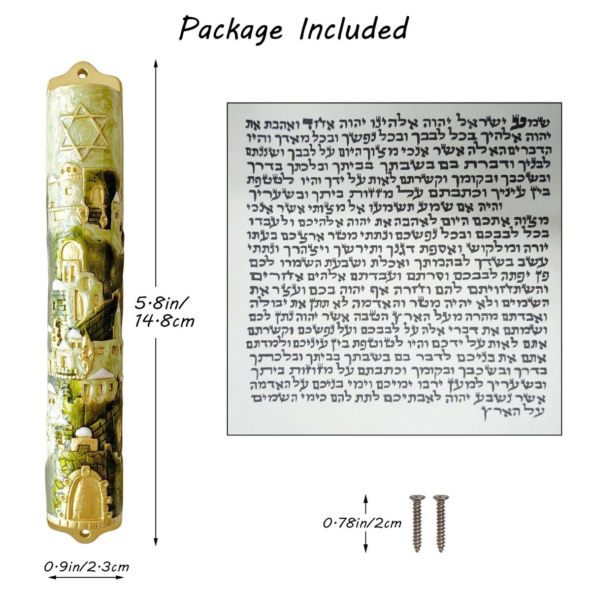 Mezouza De Jérusalem Faite Main : étoile De David, étui Protecteur Pour Parchemin - France