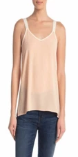 NWT Womens Nordstrom Rack Bobeau Peach Contrast Trim V-Neck Cami Tank Top - Sz M