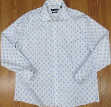TOMMY HILFIGER SLIM FIT COTTON/SPANDX SHIRT WHITE &amp; BLUE FLORALPRINT X-LARGE, XL