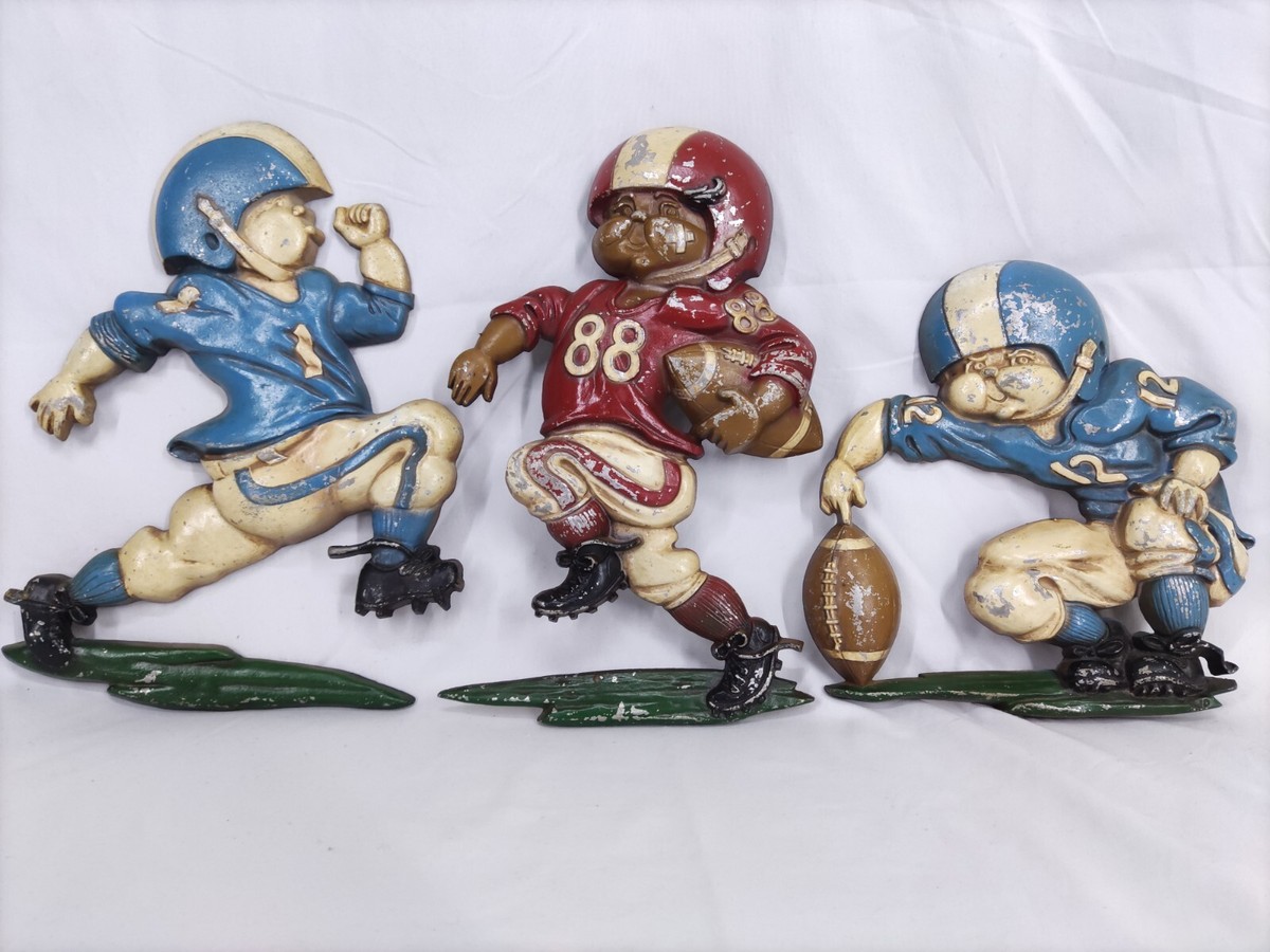 Vintage 1976 HOMCO Set of 3 Metal Football Players Wall