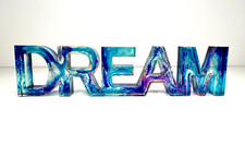 Resin word art, home decor, DREAM, blue  purple, 8 inch