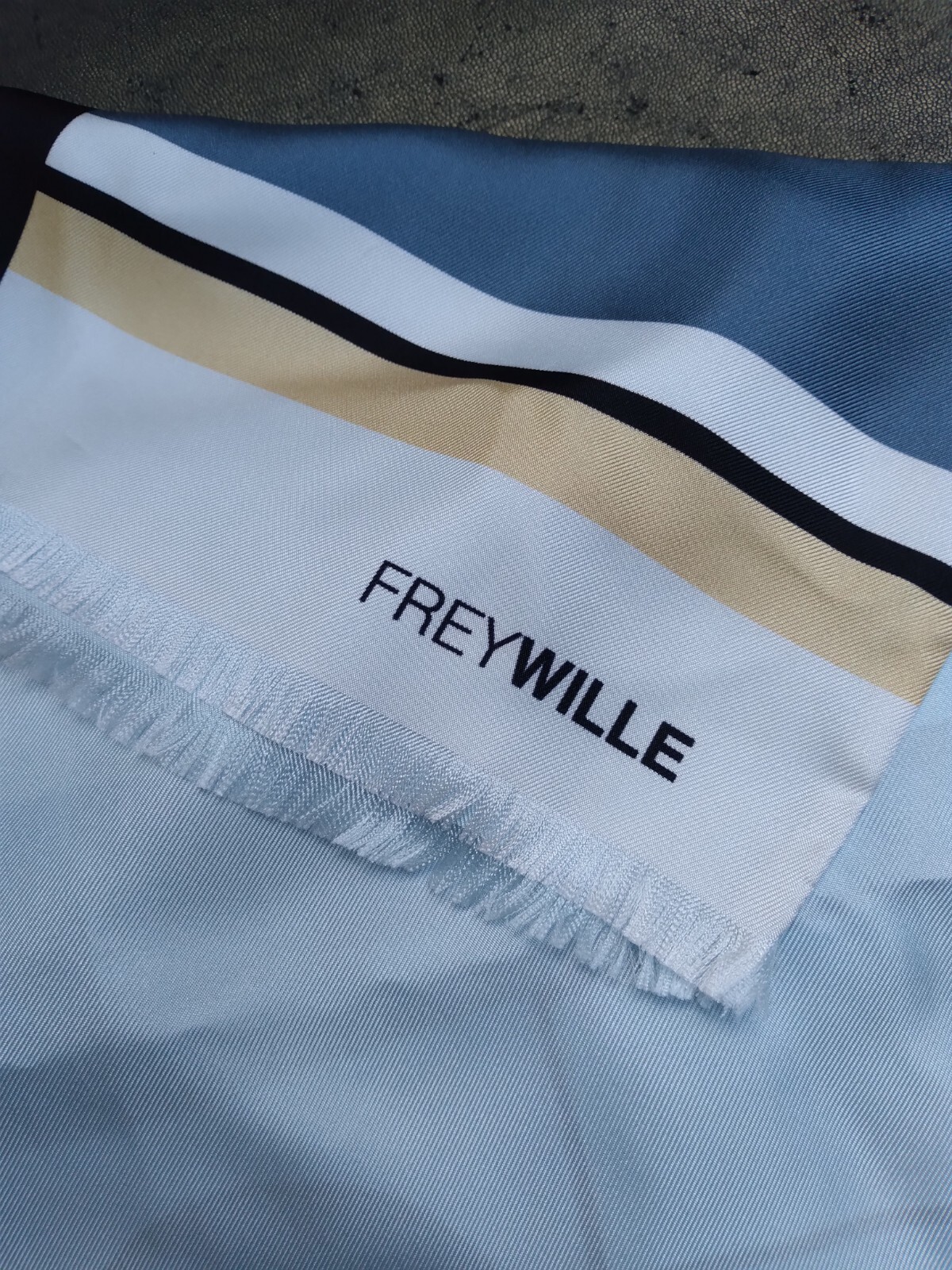 Frey Wille Silk Scarf Hommage To Sophie Taeuber-Arp Abstract Lined Blue Beige image 2