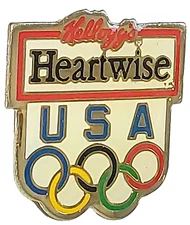 Olympics Barcelona 1992 USA Sponsor Kellogg's Heartwise Cereal Lapel Pin