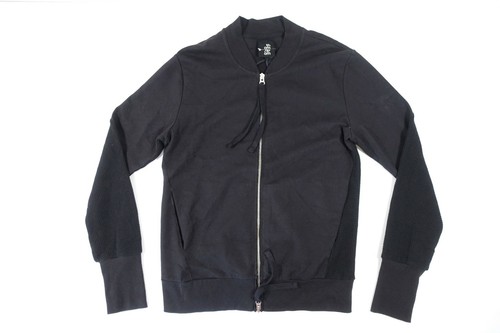 THOM/KROM BLACK LARGE FULL ZIP WAFFLE 