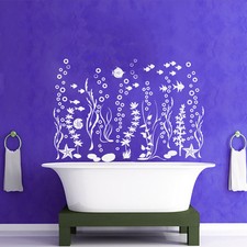 Nautical Wall Decal Fish Decor Vinyl Bathroom Seaweed Sticker Starfish Art MN987