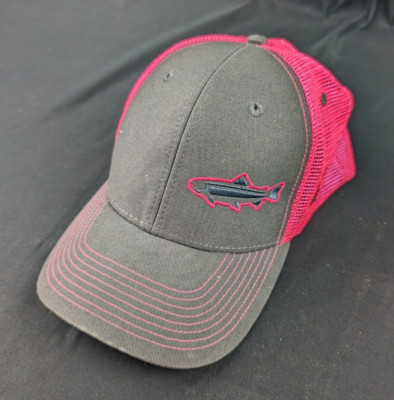 Flies and Lies, Deckers Colorado, Fly Fishing Snapback Hat, Mesh Pink/ Black