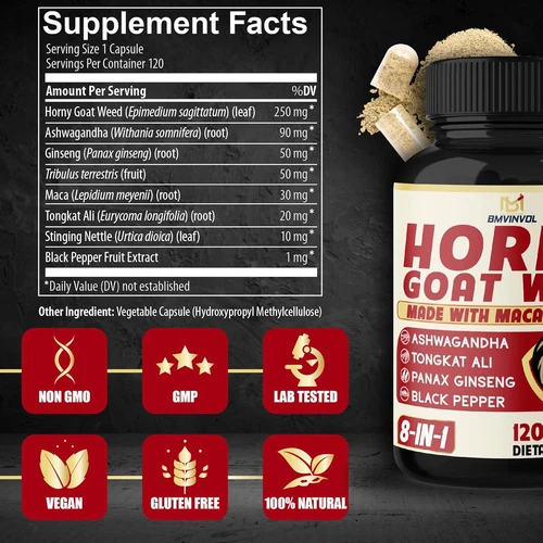Horny Goat Weed for Men and Women with Maca, Tribulus, Ginseng, Ashwagandha, ... - Picture 2 of 12