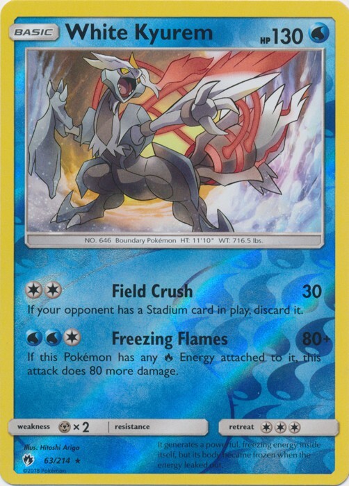 Reverse Holo White Kyurem 63/214 Holo Rare SM - Lost Thunder