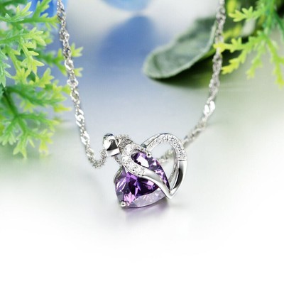 2.00CT Heart Cut Lab-Created Amethyst Valentines Special  14K White Gold Plated