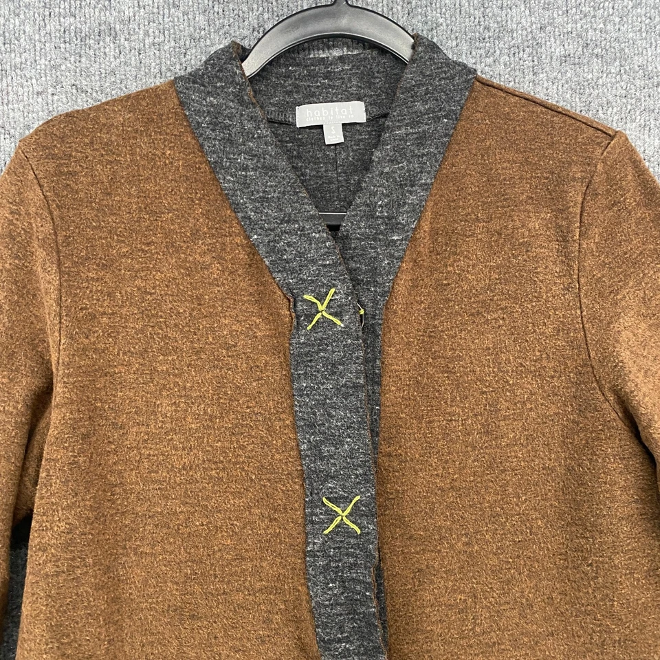 Habitat Clothes Live In Cardigan Womens S Brown Fleece Snap On Outdoor Lagenlook - Image 2 of 4