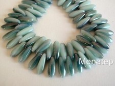 25 5 x 16 mm Czech Glass Dagger Beads: Ultra Luster - Turquoise Blue