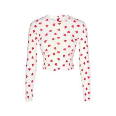 SKIMS ハート柄 ロンT ホワイト　Mサイズ SKIMS X Lana Del Rey Valentines Limited Edition Super Cropped Long