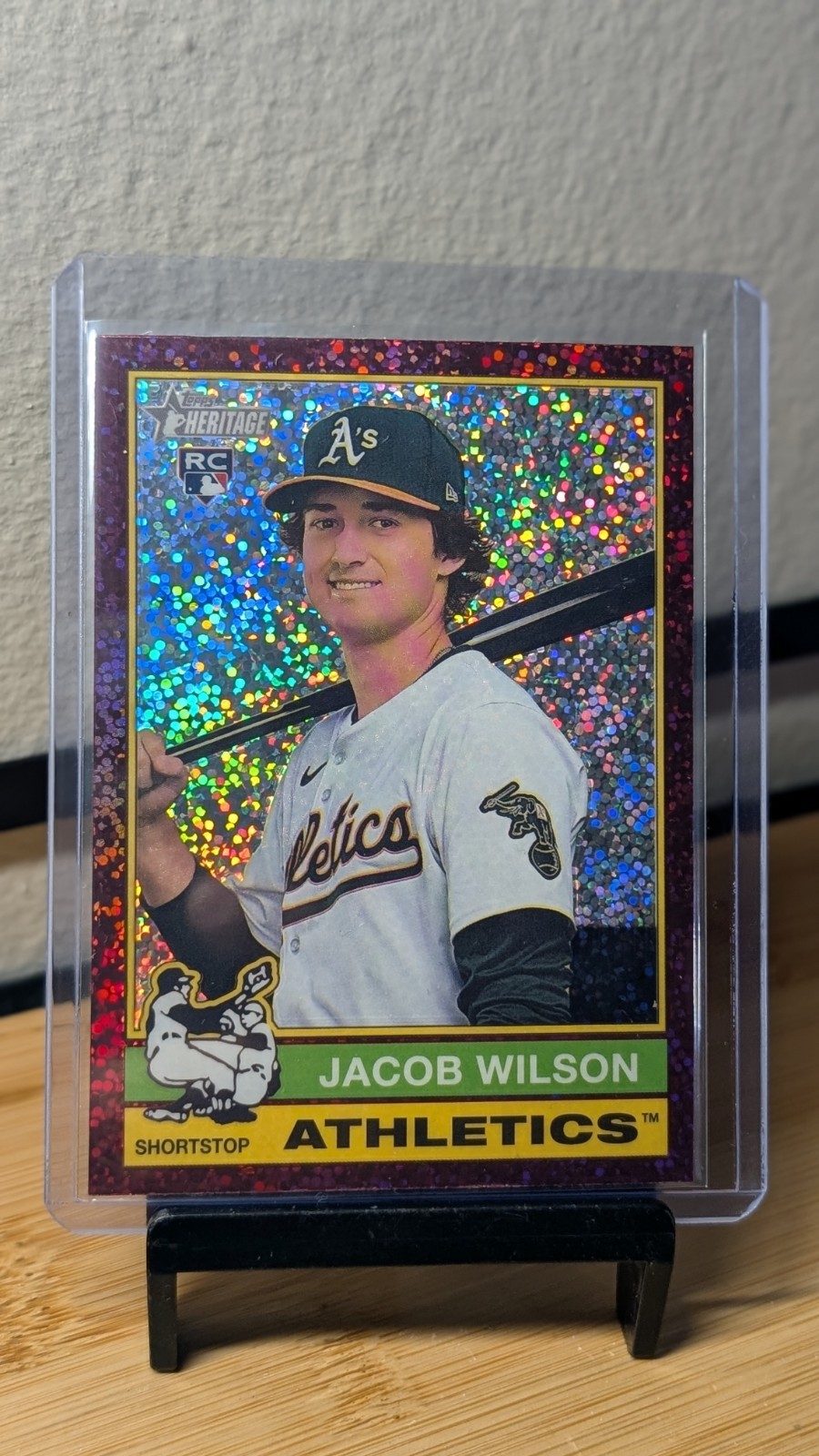 2025 Topps Heritage - Jacob Wilson #15 Chrome Burgundy Sparkle Refractor (RC)