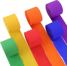 Suaxova Crepe Paper Streamers 6 Rolls 492ft, Pack of Rainbow 6 Roll, CHS