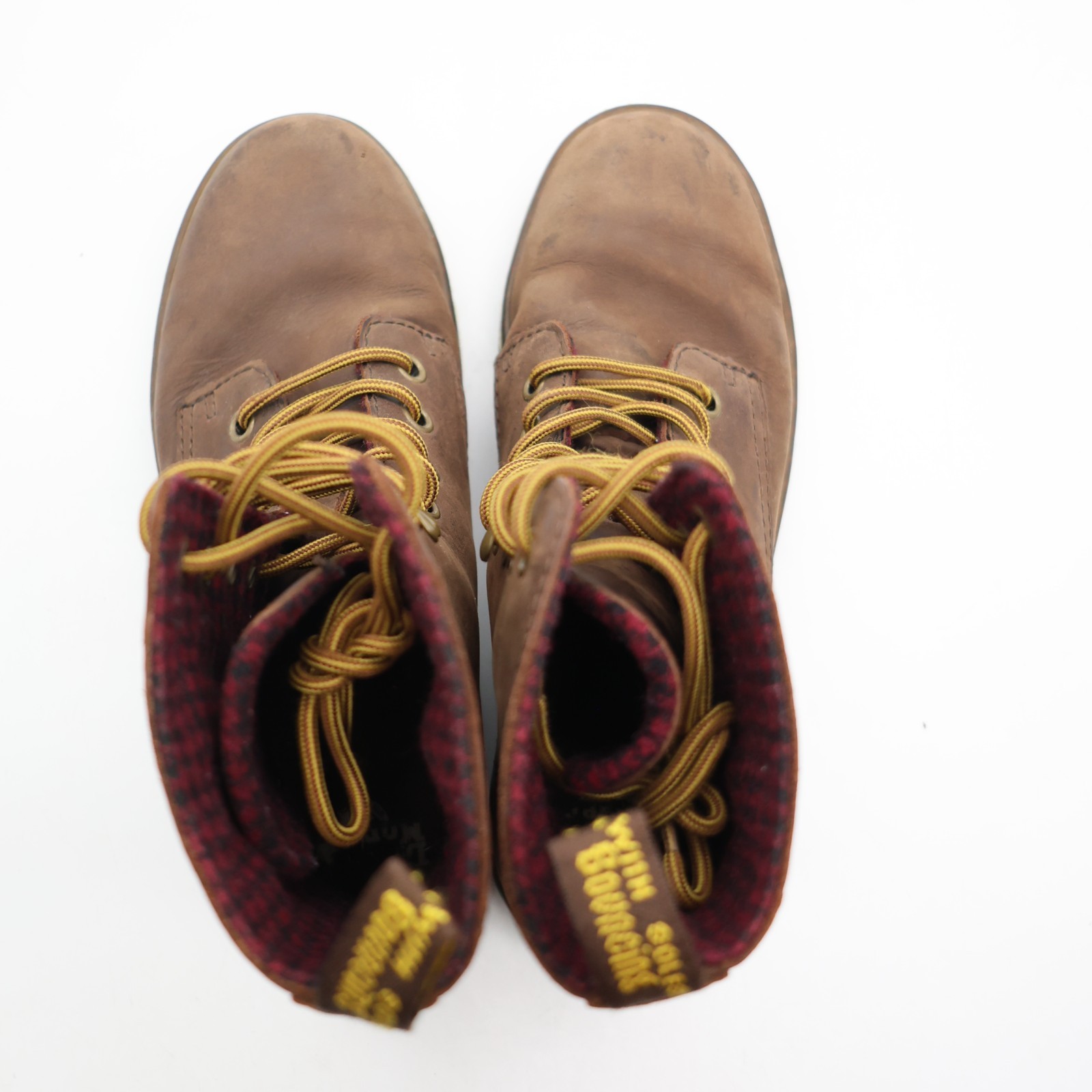 Doc Dr Martens Tehani Boots Women's Size 5 Brown Leather Plaid Combat Flat thumbnail 8