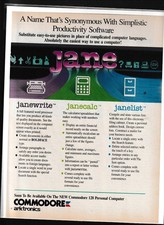 Jane Software Commodore Magazine Ad Vintage Arktronics Office Programs
