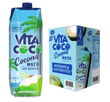 Vita Coco Coconut Water 33.8 Fl Oz Pack of 4 Natural Hydration Refreshing
