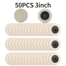 50PCS 3 Inch Wool Buffing Polishing Pads Roll Lock for Drill & Die Grinder