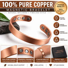 100 Pure Copper Bracelet Men Women Arthritis Pain Relief Adjustable Cuff Bangle