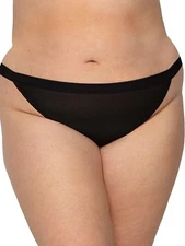 Curvy Couture Style 1379 Womens 3X Sheer Mesh String Bikini Panty Black NWT