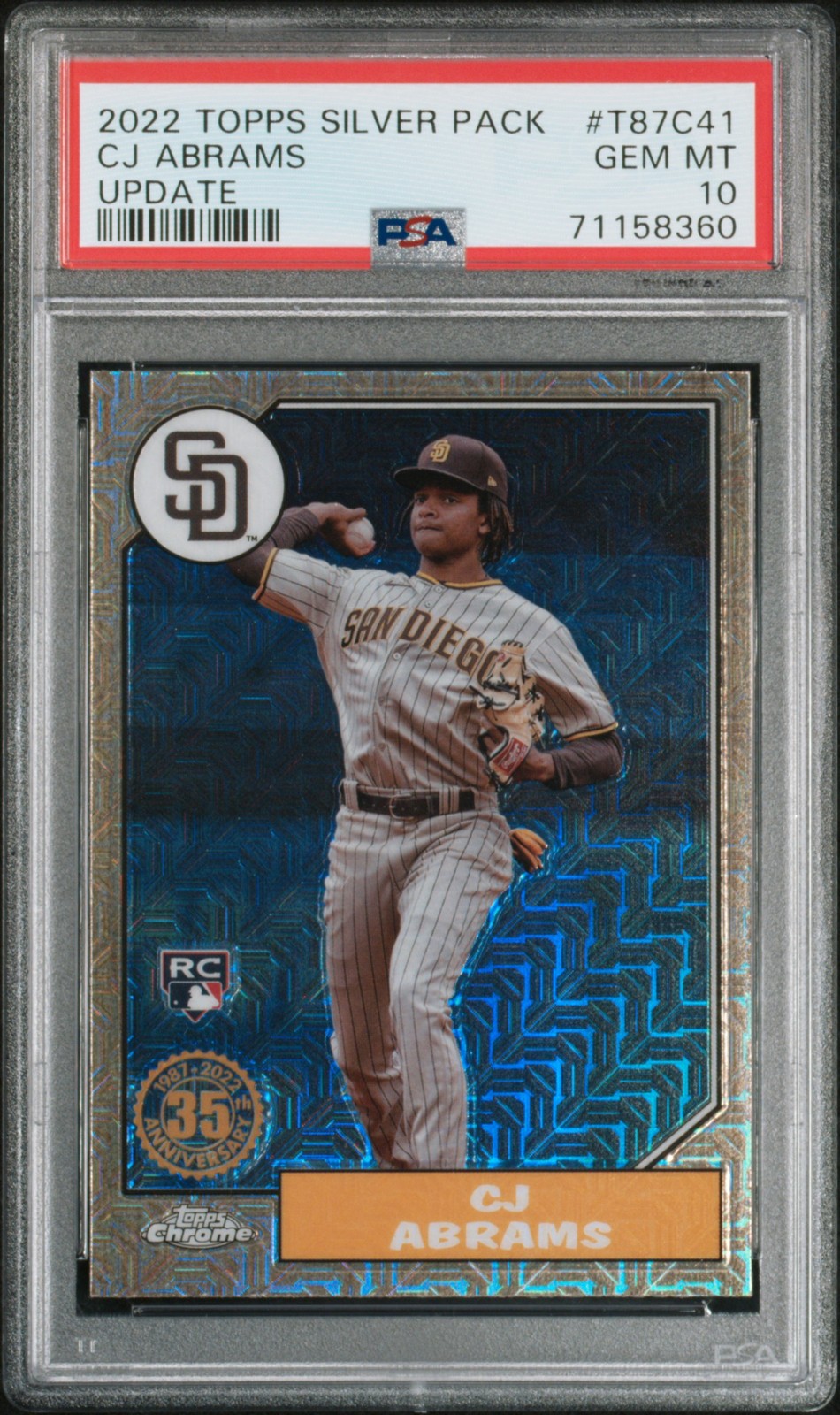 2022 TOPPS SILVER PACK 1987 CHROME PROMO UPDATE #T87C41 CJ ABRAMS PSA 10