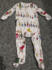 Pottery Barn Kids Baby 9-12 months Dr. Seuss Grinch Sleeper Pajama Christmas zip