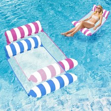 Inflatable Pool Float Hammock 4-in-1 Mesh Water Lounger Raft for Adults