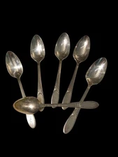 Vintage NATIONAL SILVER CO Art Deco 1936 Tea Spoons (6) Triple Plate Silver  6"