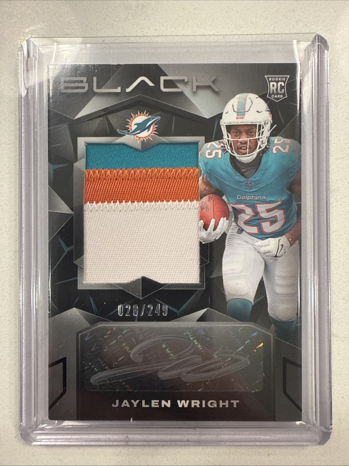 2024 Panini Black JAYLEN WRIGHT RC Rookie Patch Auto /249 Dolphins RPA