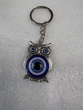 Turkish Blue Evil Eye Owl Shape Keychain .Remove Negativity , Bring Good Luck