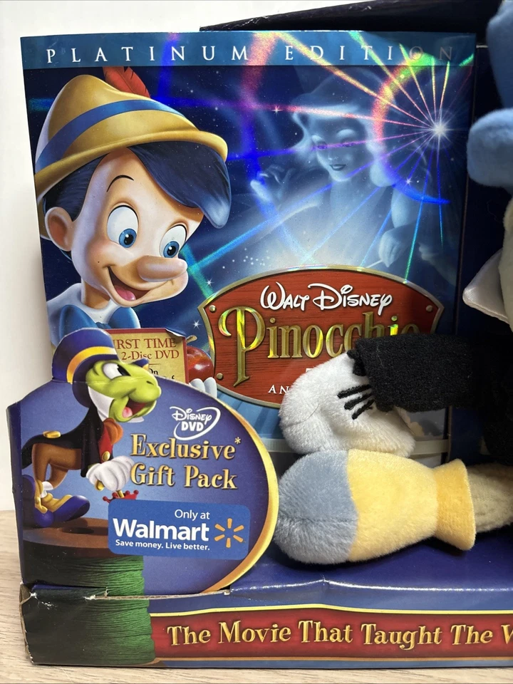 Disney Pinocchio 70th Anniversary 2-Disc DVD Set w Jiminy Cricket Plush New HTF - Image 3 of 4