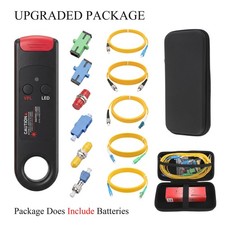 12PCS Fiber Optic Cable Test Kit Rechargeable Tester Pen, Adapter+5 Patch Cords