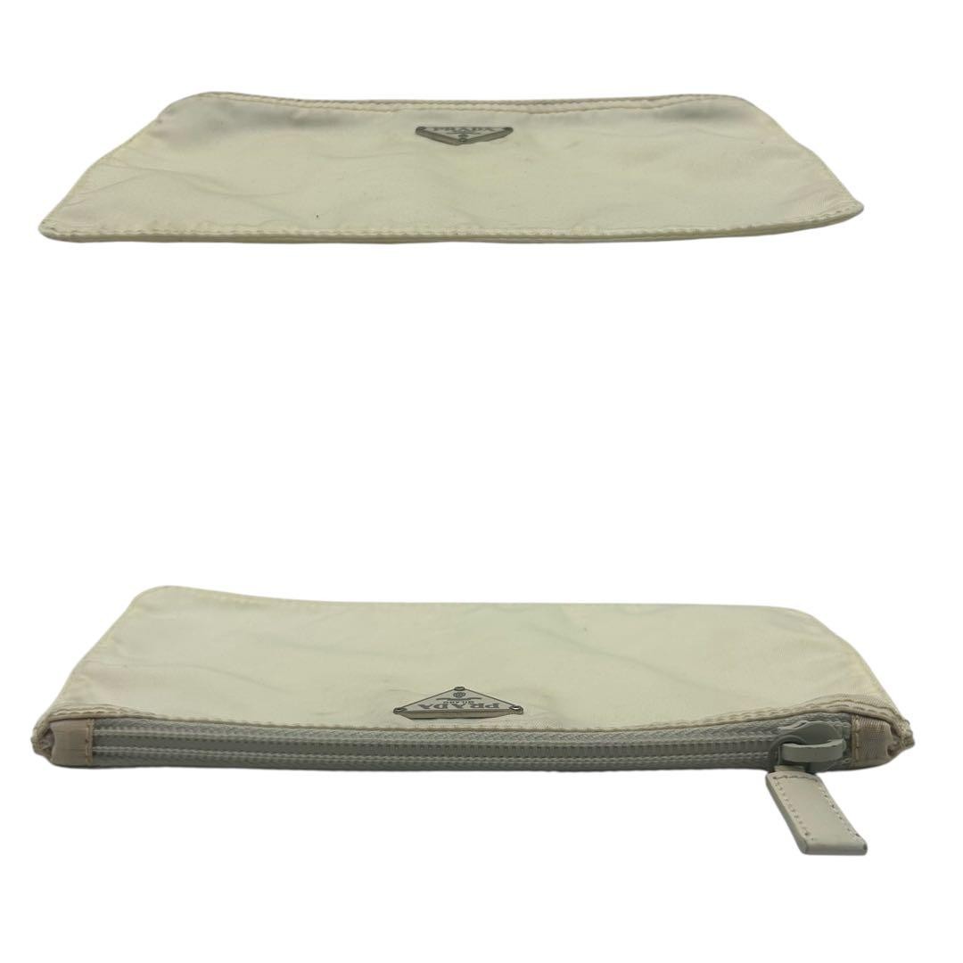 PRADA nylon pouch white triangular logo white sma… - image 5