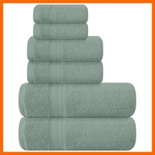 6 Pack Cotton Towel Set, Contains 2 Bath Towels 27x54 inch, 2 Hand Towels 16x...